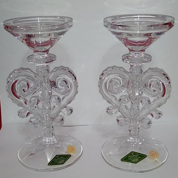 VTG SHANNON CRYSTAL CANDLESTICKS - Picture 1 of 9